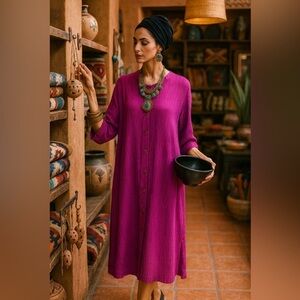 Vintage JM collection /small pleat fabric/full length/buttons/notch collar  💜